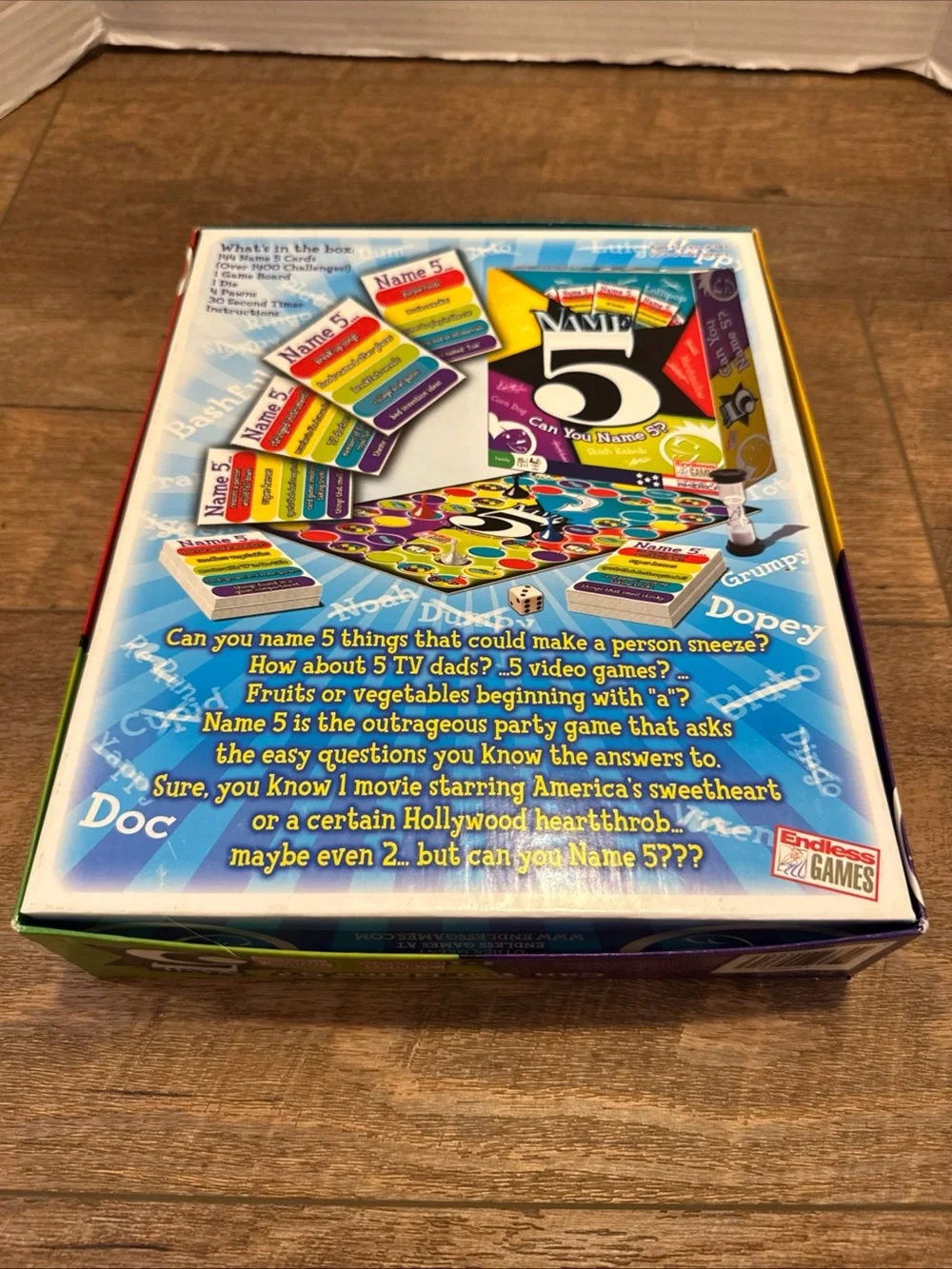 Name 5 Can You Name 5? Party Board Game Endless Games Open Box